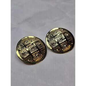 Round Textured Gold Tone Post Earrings